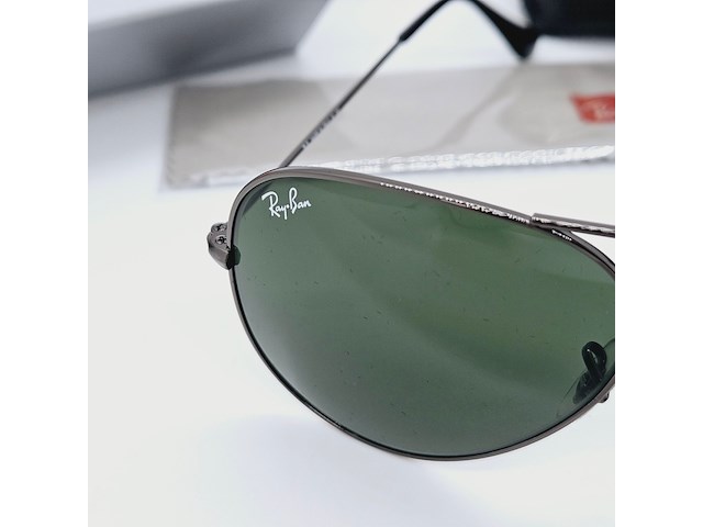 Rayban zonnebril aviator large metal gunmetal green - afbeelding 3 van  6