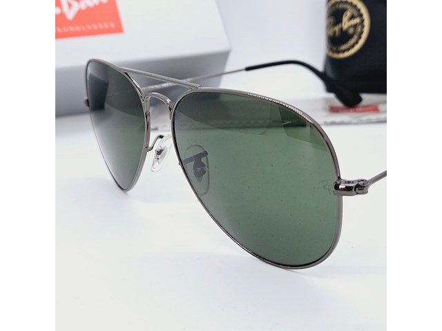 Rayban zonnebril aviator large metal gunmetal green - afbeelding 4 van  6