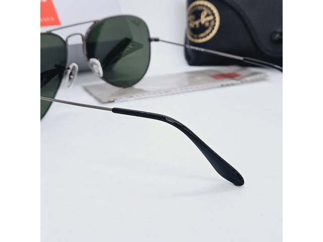 Rayban zonnebril aviator large metal gunmetal green - afbeelding 6 van  6