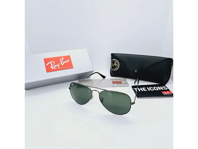 Rayban zonnebril aviator large metal gunmetal green - afbeelding 1 van  6