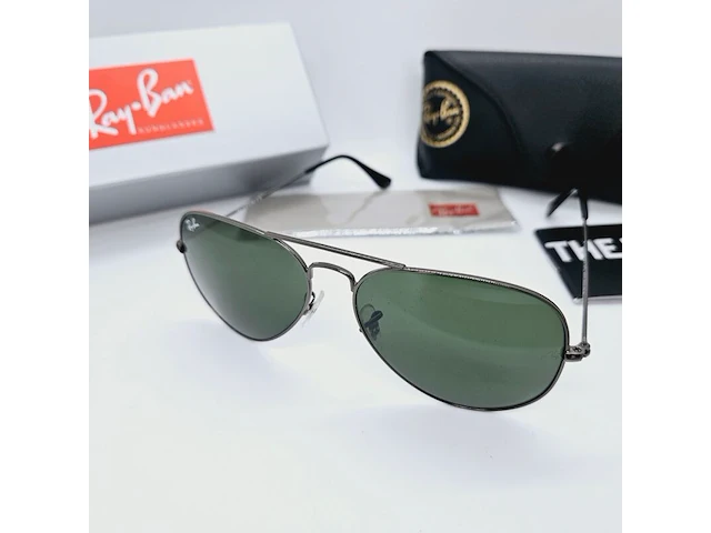 Rayban zonnebril aviator large metal gunmetal green - afbeelding 2 van  6