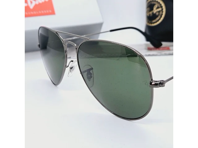 Rayban zonnebril aviator large metal gunmetal green - afbeelding 4 van  6