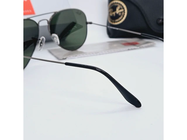 Rayban zonnebril aviator large metal gunmetal green - afbeelding 6 van  6