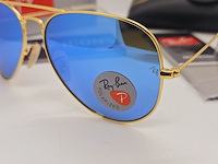 Rayban zonnebril aviator large metal matte gold blue polarized - afbeelding 2 van  6