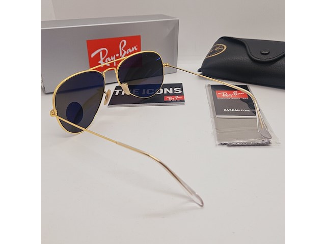 Rayban zonnebril aviator large metal matte gold blue polarized - afbeelding 5 van  6