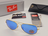 Rayban zonnebril aviator large metal matte gold blue polarized - afbeelding 1 van  6