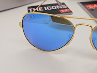 Rayban zonnebril aviator large metal matte gold blue polarized - afbeelding 3 van  6
