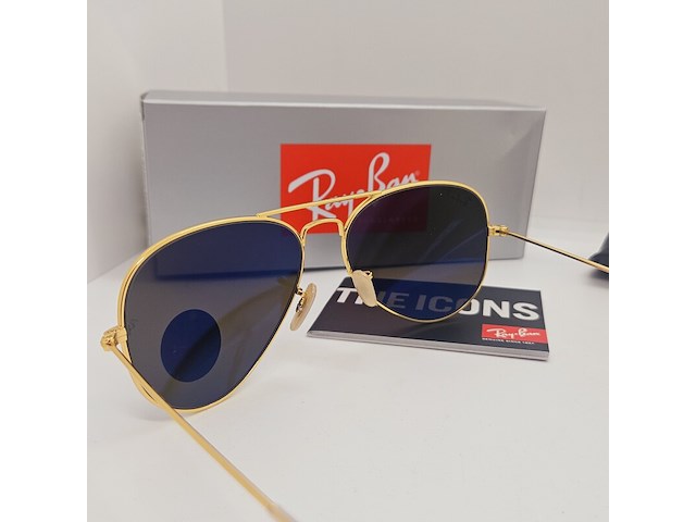 Rayban zonnebril aviator large metal matte gold blue polarized - afbeelding 4 van  6