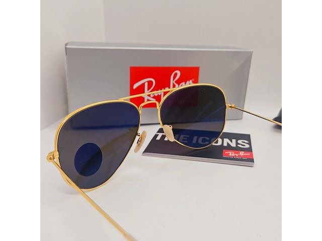 Rayban zonnebril aviator large metal matte gold blue polarized - afbeelding 4 van  6