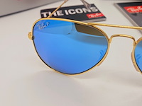 Rayban zonnebril aviator large metal matte gold blue polarized - afbeelding 3 van  6