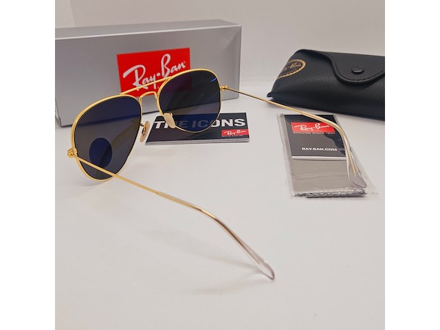 Rayban zonnebril aviator large metal matte gold blue polarized - afbeelding 4 van  6