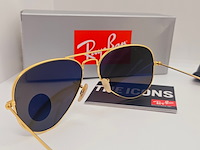 Rayban zonnebril aviator large metal matte gold blue polarized - afbeelding 5 van  6