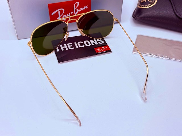Rayban zonnebril aviator large metal matte gold mirror blue - afbeelding 4 van  6