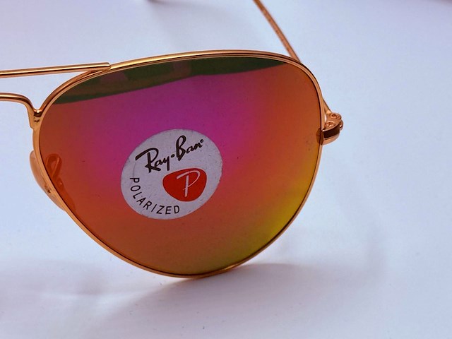 Rayban zonnebril aviator large metal matte gold violet polarized - afbeelding 3 van  8