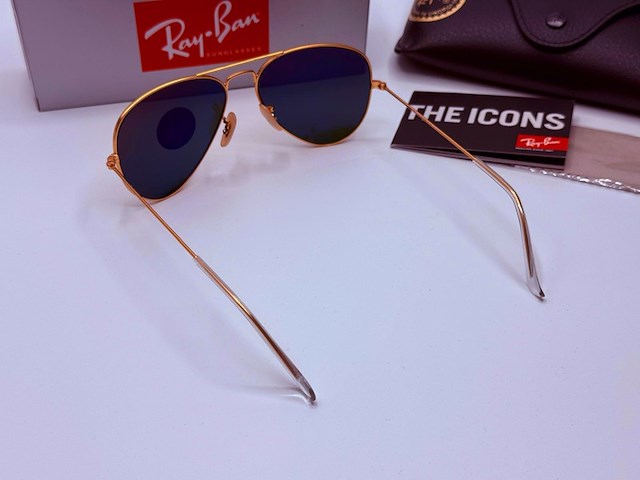 Rayban zonnebril aviator large metal matte gold violet polarized - afbeelding 6 van  8
