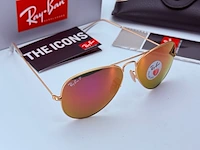 Rayban zonnebril aviator large metal matte gold violet polarized - afbeelding 2 van  8