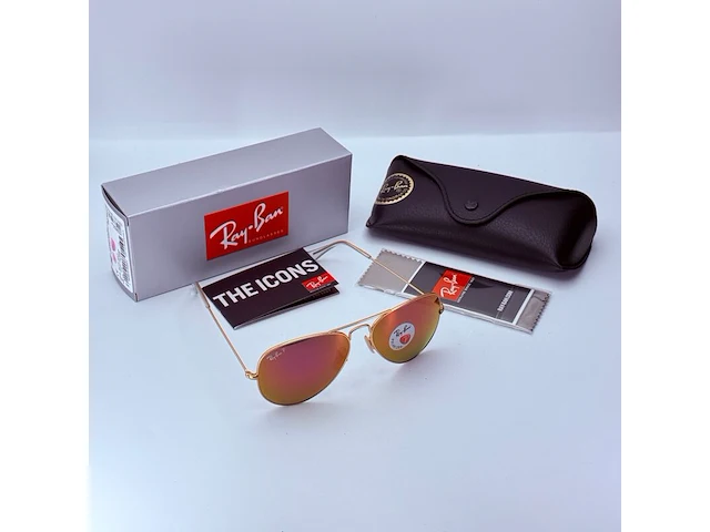 Rayban zonnebril aviator large metal matte gold violet polarized - afbeelding 3 van  8