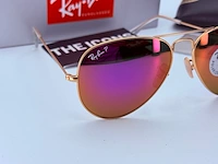 Rayban zonnebril aviator large metal matte gold violet polarized - afbeelding 4 van  8