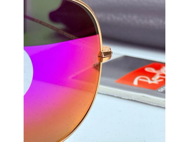 Rayban zonnebril aviator large metal matte gold violet polarized - afbeelding 5 van  8