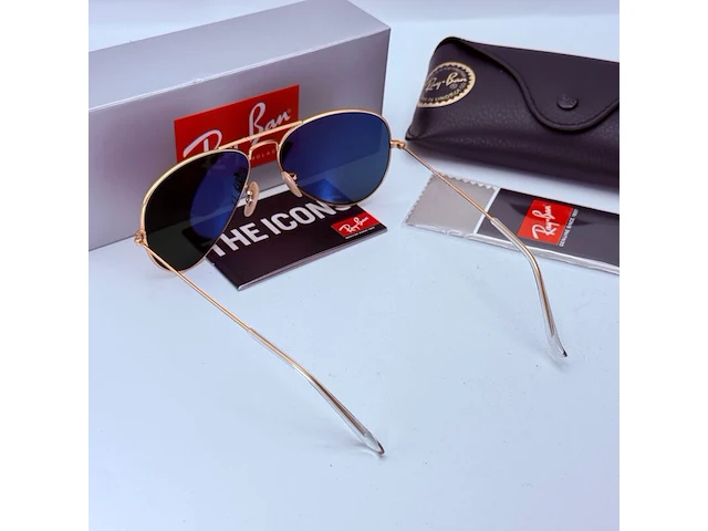 Rayban zonnebril aviator large metal matte gold violet polarized - afbeelding 6 van  8