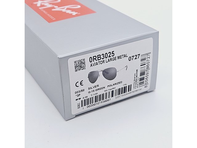 Rayban zonnebril aviator large metal silver green polarized - afbeelding 3 van  11