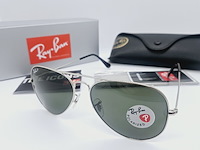 Rayban zonnebril aviator large metal silver green polarized - afbeelding 1 van  11