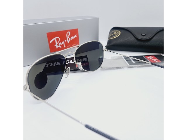 Rayban zonnebril aviator large metal silver green polarized - afbeelding 6 van  11