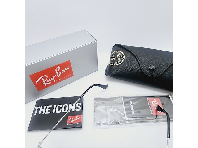 Rayban zonnebril aviator large metal silver green polarized - afbeelding 9 van  11