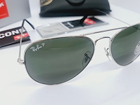 Rayban zonnebril aviator large metal silver green polarized - afbeelding 2 van  9