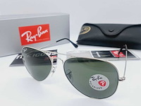 Rayban zonnebril aviator large metal silver green polarized - afbeelding 1 van  8