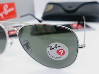 Rayban zonnebril aviator large metal silver green polarized - afbeelding 2 van  8