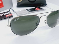 Rayban zonnebril aviator large metal silver green polarized - afbeelding 3 van  8
