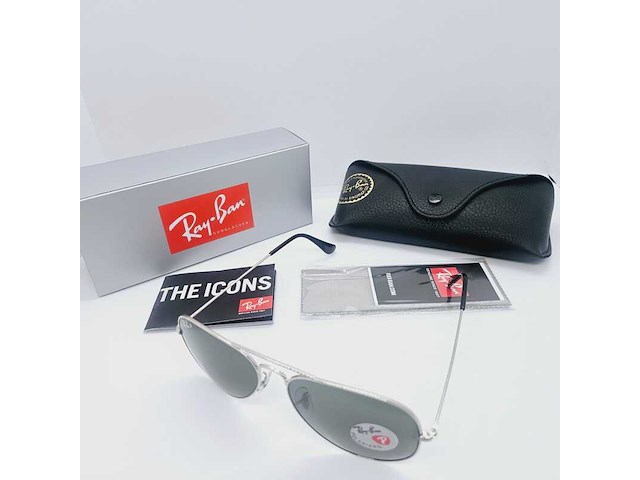 Rayban zonnebril aviator large metal silver green polarized - afbeelding 4 van  8