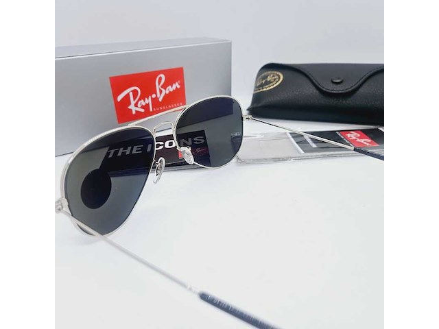 Rayban zonnebril aviator large metal silver green polarized - afbeelding 5 van  8