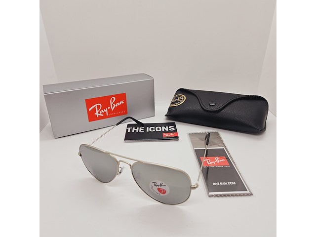 Rayban zonnebril aviator large metal silver mirror silver polarized - afbeelding 1 van  9