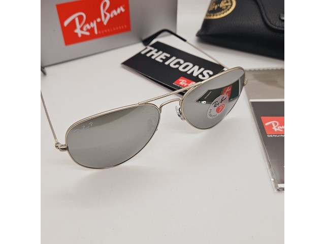 Rayban zonnebril aviator large metal silver mirror silver polarized - afbeelding 2 van  9