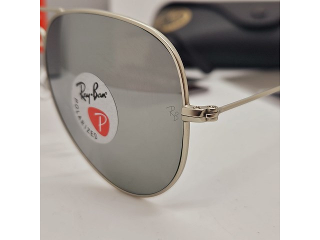 Rayban zonnebril aviator large metal silver mirror silver polarized - afbeelding 3 van  9
