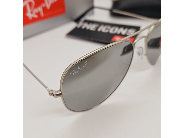 Rayban zonnebril aviator large metal silver mirror silver polarized - afbeelding 4 van  9
