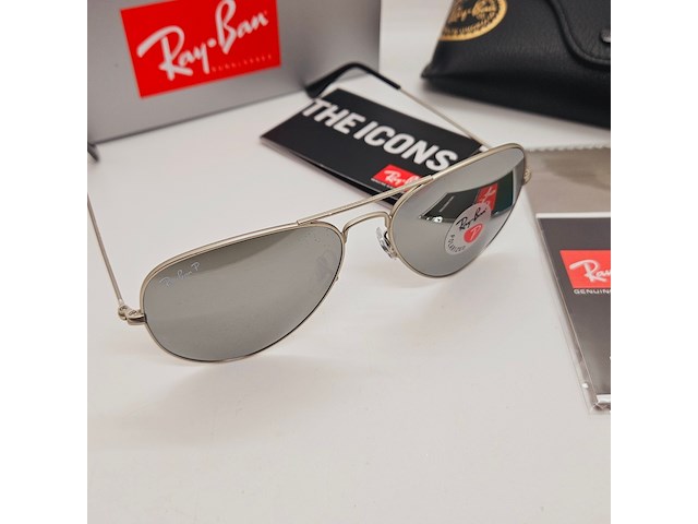 Rayban zonnebril aviator large metal silver mirror silver polarized - afbeelding 2 van  9