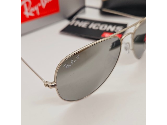 Rayban zonnebril aviator large metal silver mirror silver polarized - afbeelding 3 van  9