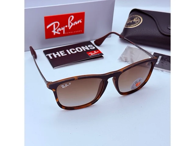 Rayban zonnebril chris tortoise gradient brown - afbeelding 1 van  8