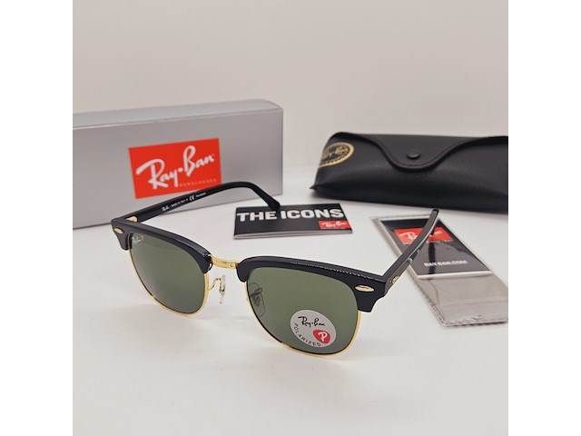 Rayban zonnebril clubmaster black green polarized - afbeelding 1 van  10