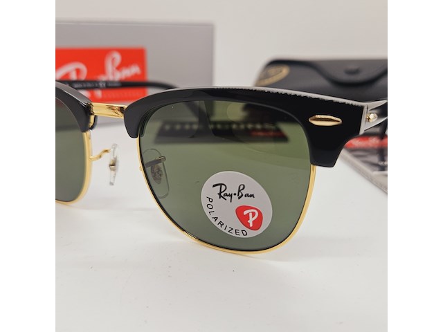 Rayban zonnebril clubmaster black green polarized - afbeelding 3 van  10