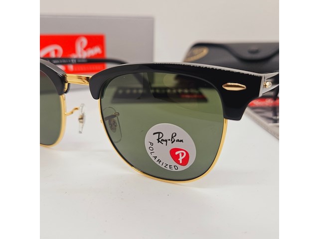 Rayban zonnebril clubmaster black green polarized - afbeelding 3 van  10