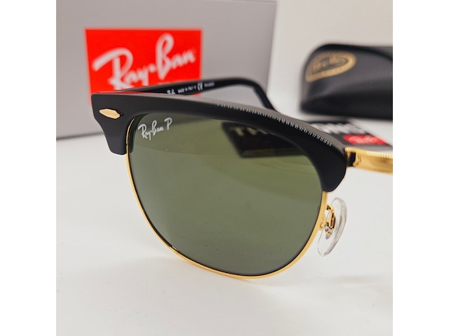 Rayban zonnebril clubmaster black green polarized - afbeelding 3 van  9