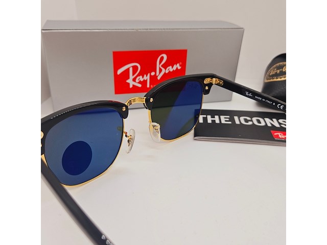 Rayban zonnebril clubmaster black green polarized - afbeelding 6 van  9