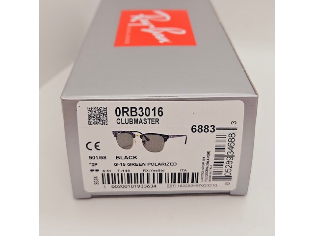 Rayban zonnebril clubmaster black green polarized - afbeelding 9 van  9