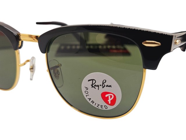 Rayban zonnebril clubmaster black green polarized - afbeelding 3 van  7