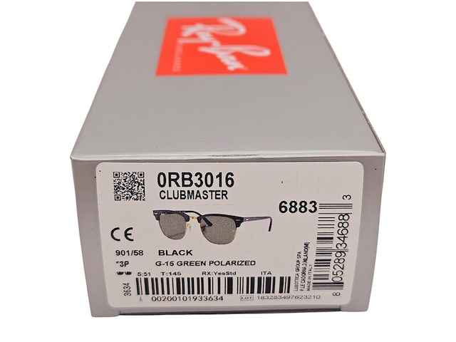 Rayban zonnebril clubmaster black green polarized - afbeelding 7 van  7