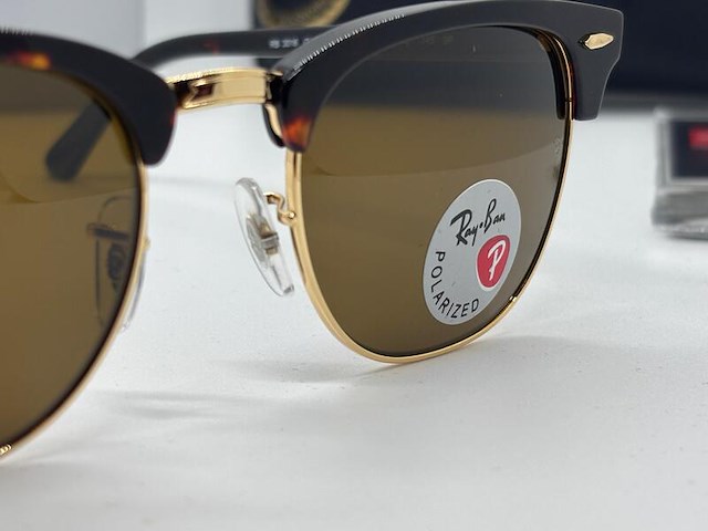 Rayban zonnebril clubmaster tortoise - brown polarized - afbeelding 4 van  8